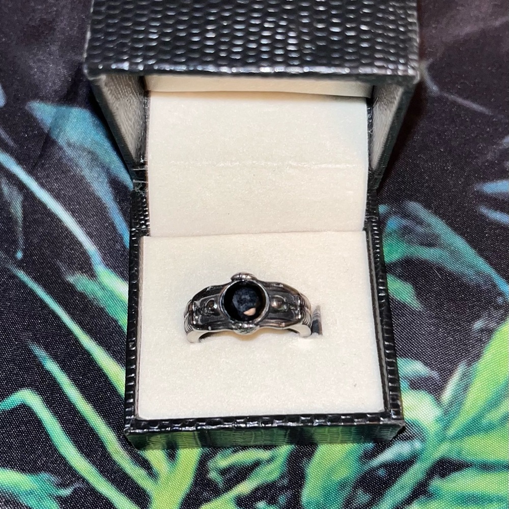 Elegant Silver Ring with Black Stone